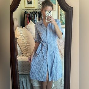 Calvin Klein Pinstripe A Line Shirt Dress